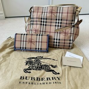 BURBERRY Beige Haymarket Check Coated Canvas &‎ Small Canterbury Tote and Wallet